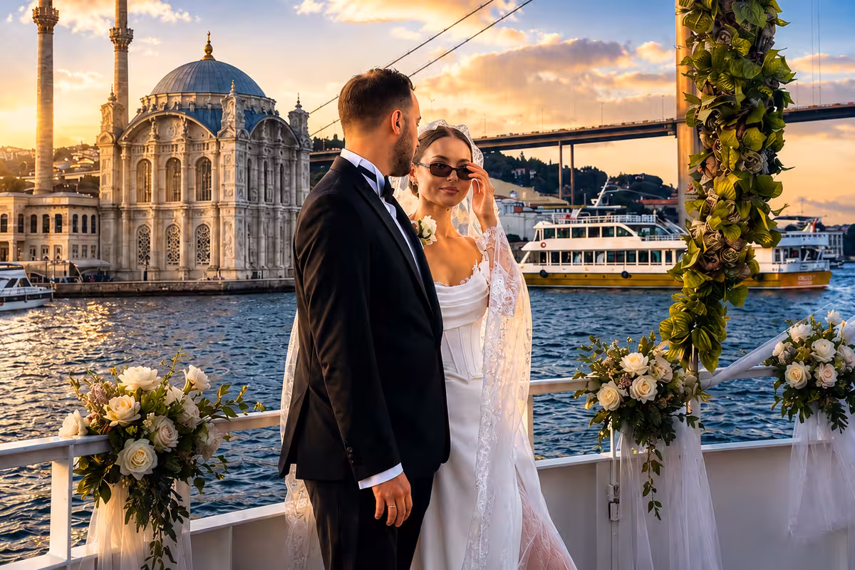 Ortaköy sahili önünde yemekli tekne rotası